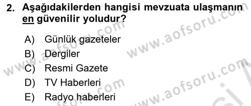 Veteriner Hizmetleri Mevzuatı ve Etik Dersi 2021 - 2022 Yılı (Vize) Ara Sınav Soruları 2. Soru