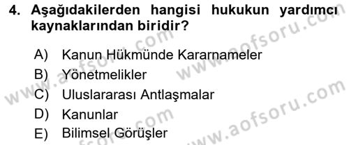 Veteriner Hizmetleri Mevzuatı ve Etik Dersi 2021 - 2022 Yılı (Vize) Ara Sınav Soruları 4. Soru