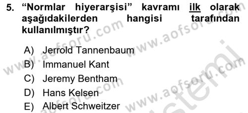 Veteriner Hizmetleri Mevzuatı ve Etik Dersi 2021 - 2022 Yılı (Vize) Ara Sınav Soruları 5. Soru