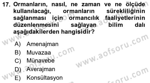 Veteriner Hizmetleri Mevzuatı ve Etik Dersi 2021 - 2022 Yılı (Final) Dönem Sonu Sınavı 17. Soru