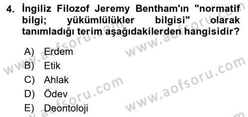 Veteriner Hizmetleri Mevzuatı ve Etik Dersi 2021 - 2022 Yılı (Final) Dönem Sonu Sınav Soruları 4. Soru