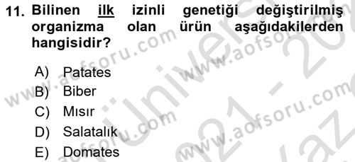 Veteriner Hizmetleri Mevzuatı ve Etik Dersi 2021 - 2022 Yılı Yaz Okulu Sınav Soruları 11. Soru