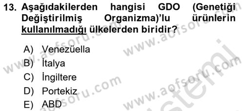 Veteriner Hizmetleri Mevzuatı ve Etik Dersi 2021 - 2022 Yılı Yaz Okulu Sınav Soruları 13. Soru
