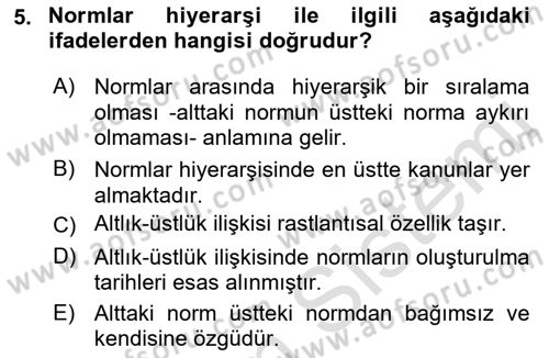 Veteriner Hizmetleri Mevzuatı ve Etik Dersi 2021 - 2022 Yılı Yaz Okulu Sınav Soruları 5. Soru