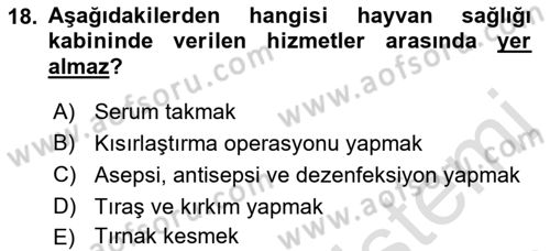 Veteriner Hizmetleri Mevzuatı ve Etik Dersi 2022 - 2023 Yılı (Vize) Ara Sınav Soruları 18. Soru