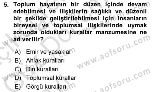 Veteriner Hizmetleri Mevzuatı ve Etik Dersi 2022 - 2023 Yılı (Vize) Ara Sınav Soruları 5. Soru