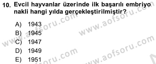 Veteriner Hizmetleri Mevzuatı ve Etik Dersi 2022 - 2023 Yılı (Final) Dönem Sonu Sınav Soruları 10. Soru