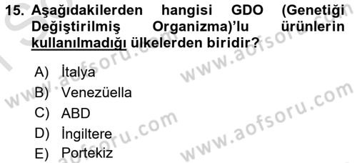 Veteriner Hizmetleri Mevzuatı ve Etik Dersi 2022 - 2023 Yılı (Final) Dönem Sonu Sınav Soruları 15. Soru
