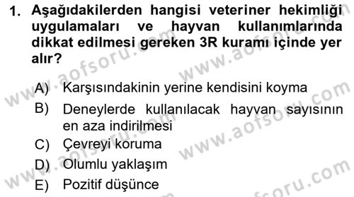 Veteriner Hizmetleri Mevzuatı ve Etik Dersi 2022 - 2023 Yılı Yaz Okulu Sınav Soruları 1. Soru
