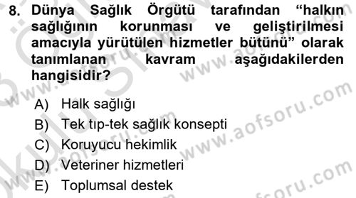 Veteriner Hizmetleri Mevzuatı ve Etik Dersi 2022 - 2023 Yılı Yaz Okulu Sınav Soruları 8. Soru