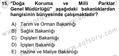 Veteriner Hizmetleri Mevzuatı ve Etik Dersi 2023 - 2024 Yılı (Vize) Ara Sınav Soruları 15. Soru