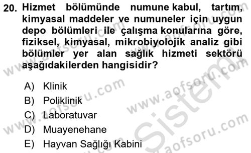 Veteriner Hizmetleri Mevzuatı ve Etik Dersi 2023 - 2024 Yılı (Vize) Ara Sınav Soruları 20. Soru