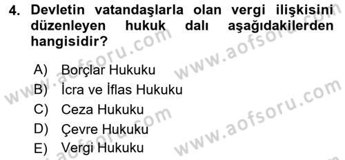 Veteriner Hizmetleri Mevzuatı ve Etik Dersi 2023 - 2024 Yılı (Vize) Ara Sınav Soruları 4. Soru