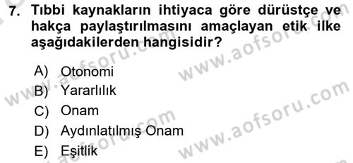 Veteriner Hizmetleri Mevzuatı ve Etik Dersi 2023 - 2024 Yılı (Vize) Ara Sınav Soruları 7. Soru