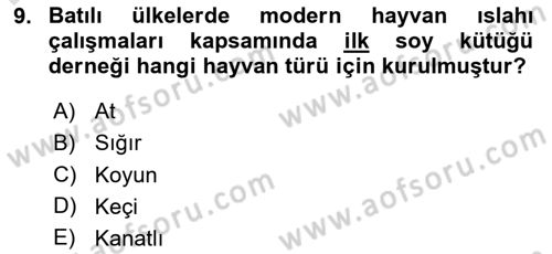 Veteriner Hizmetleri Mevzuatı ve Etik Dersi 2023 - 2024 Yılı (Final) Dönem Sonu Sınav Soruları 9. Soru