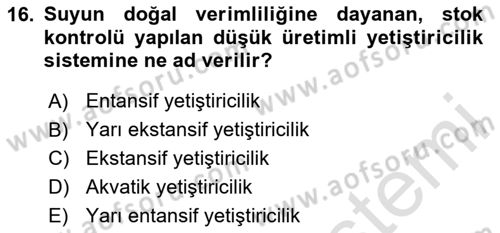 Veteriner Hizmetleri Mevzuatı ve Etik Dersi 2023 - 2024 Yılı Yaz Okulu Sınav Soruları 16. Soru