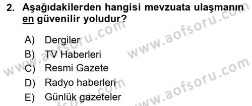 Veteriner Hizmetleri Mevzuatı ve Etik Dersi 2023 - 2024 Yılı Yaz Okulu Sınav Soruları 2. Soru