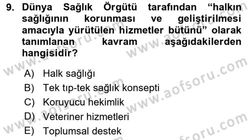 Veteriner Hizmetleri Mevzuatı ve Etik Dersi 2023 - 2024 Yılı Yaz Okulu Sınav Soruları 9. Soru