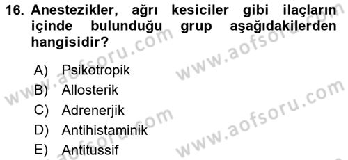 Veteriner Hizmetleri Mevzuatı ve Etik Dersi 2024 - 2025 Yılı (Vize) Ara Sınav Soruları 16. Soru