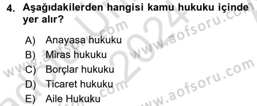 Veteriner Hizmetleri Mevzuatı ve Etik Dersi 2024 - 2025 Yılı (Vize) Ara Sınav Soruları 4. Soru