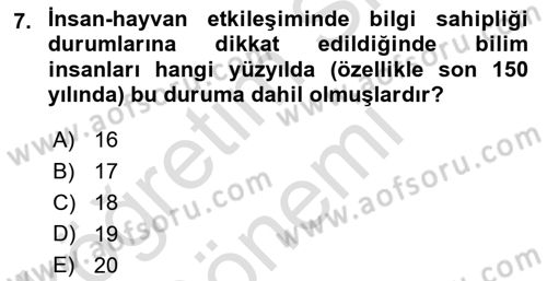 Veteriner Hizmetleri Mevzuatı ve Etik Dersi 2024 - 2025 Yılı (Vize) Ara Sınav Soruları 7. Soru