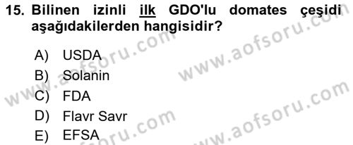 Veteriner Hizmetleri Mevzuatı ve Etik Dersi 2024 - 2025 Yılı (Final) Dönem Sonu Sınav Soruları 15. Soru