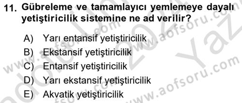 Veteriner Hizmetleri Mevzuatı ve Etik Dersi 2024 - 2025 Yılı Yaz Okulu Sınav Soruları 11. Soru