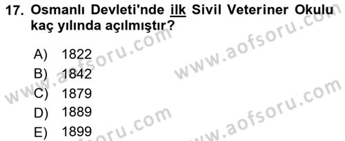 Veteriner Hizmetleri Mevzuatı ve Etik Dersi 2024 - 2025 Yılı Yaz Okulu Sınav Soruları 17. Soru