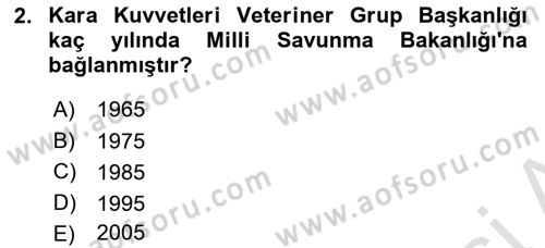 Veteriner Hizmetleri Mevzuatı ve Etik Dersi 2024 - 2025 Yılı Yaz Okulu Sınav Soruları 2. Soru