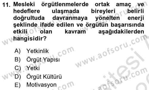 Veteriner Hizmetleri Mevzuatı ve Etik Dersi 2025 - 2026 Yılı (Vize) Ara Sınav Soruları 11. Soru