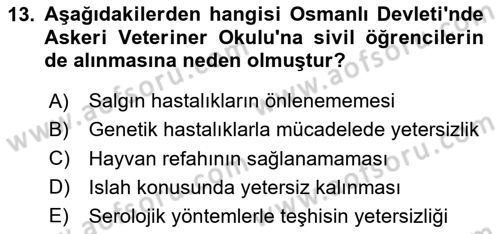Veteriner Hizmetleri Mevzuatı ve Etik Dersi 2025 - 2026 Yılı (Vize) Ara Sınav Soruları 13. Soru