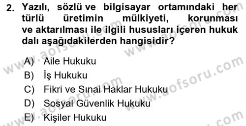 Veteriner Hizmetleri Mevzuatı ve Etik Dersi 2025 - 2026 Yılı (Vize) Ara Sınav Soruları 2. Soru
