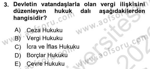 Veteriner Hizmetleri Mevzuatı ve Etik Dersi 2025 - 2026 Yılı (Vize) Ara Sınav Soruları 3. Soru