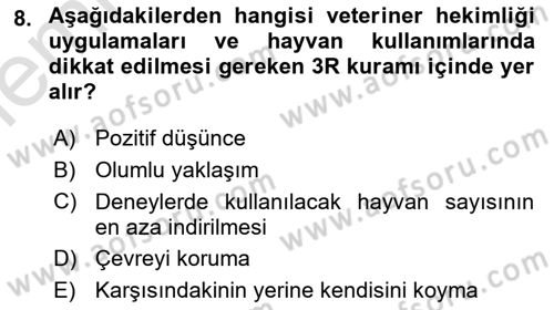 Veteriner Hizmetleri Mevzuatı ve Etik Dersi 2025 - 2026 Yılı (Vize) Ara Sınav Soruları 8. Soru