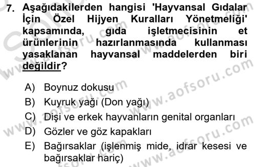 Veteriner Hizmetleri Mevzuatı ve Etik Dersi 2025 - 2026 Yılı (Final) Dönem Sonu Sınav Soruları 7. Soru