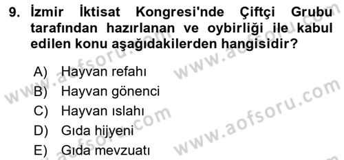 Veteriner Hizmetleri Mevzuatı ve Etik Dersi 2025 - 2026 Yılı (Final) Dönem Sonu Sınav Soruları 9. Soru