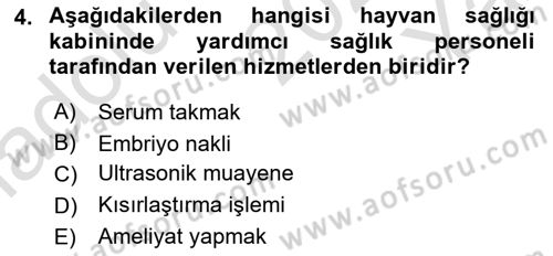 Veteriner Hizmetleri Mevzuatı ve Etik Dersi 2025 - 2026 Yılı Yaz Okulu Sınav Soruları 4. Soru