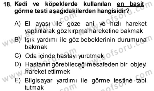 Temel Klinik Bilgisi Dersi 2012 - 2013 Yılı (Vize) Ara Sınav Soruları 18. Soru