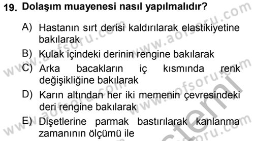 Temel Klinik Bilgisi Dersi 2012 - 2013 Yılı (Vize) Ara Sınav Soruları 19. Soru