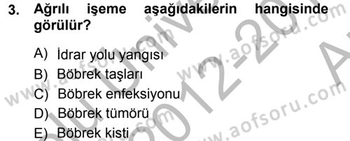 Temel Klinik Bilgisi Dersi 2012 - 2013 Yılı (Vize) Ara Sınav Soruları 3. Soru