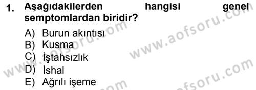 Temel Klinik Bilgisi Dersi 2012 - 2013 Yılı (Final) Dönem Sonu Sınav Soruları 1. Soru