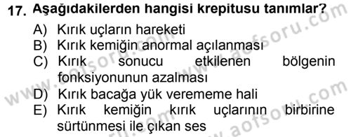 Temel Klinik Bilgisi Dersi 2012 - 2013 Yılı (Final) Dönem Sonu Sınav Soruları 17. Soru