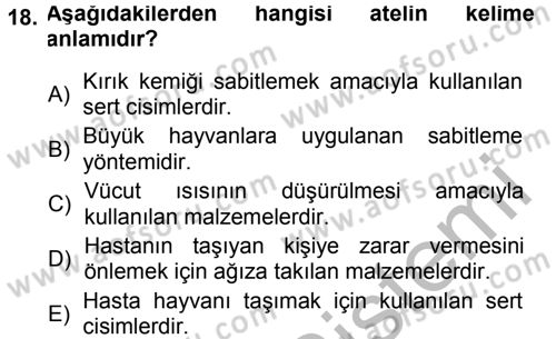 Temel Klinik Bilgisi Dersi 2012 - 2013 Yılı (Final) Dönem Sonu Sınav Soruları 18. Soru