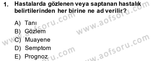 Temel Klinik Bilgisi Dersi 2013 - 2014 Yılı (Vize) Ara Sınav Soruları 1. Soru