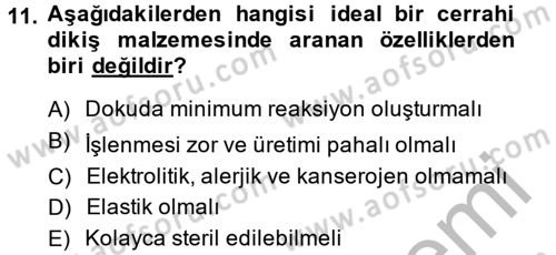 Temel Klinik Bilgisi Dersi 2013 - 2014 Yılı (Vize) Ara Sınav Soruları 11. Soru