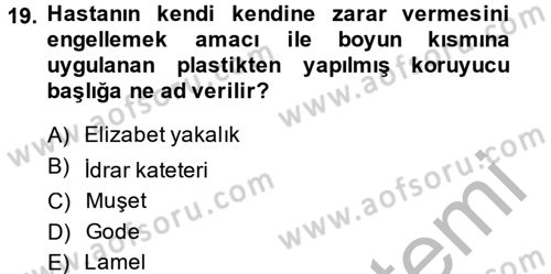 Temel Klinik Bilgisi Dersi 2013 - 2014 Yılı (Vize) Ara Sınav Soruları 19. Soru