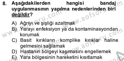Temel Klinik Bilgisi Dersi 2013 - 2014 Yılı (Vize) Ara Sınav Soruları 8. Soru
