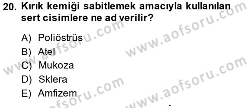 Temel Klinik Bilgisi Dersi 2013 - 2014 Yılı Tek Ders Sınavı 20. Soru