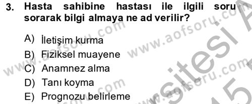 Temel Klinik Bilgisi Dersi 2014 - 2015 Yılı (Final) Dönem Sonu Sınav Soruları 3. Soru