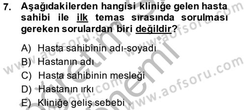 Temel Klinik Bilgisi Dersi 2014 - 2015 Yılı (Final) Dönem Sonu Sınav Soruları 7. Soru